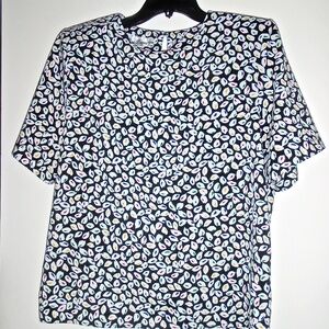 Eva Laurel New York women's vintage floral short sleeved blouse size large